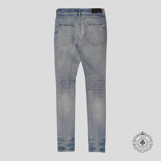 Amiri MX1 Silk PJ Patch Jeans in Light Indigo