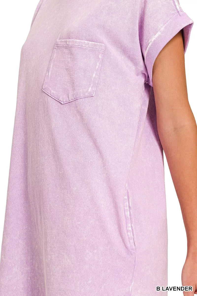 Zenana Premium Cotton Washed T-Shirt Dress