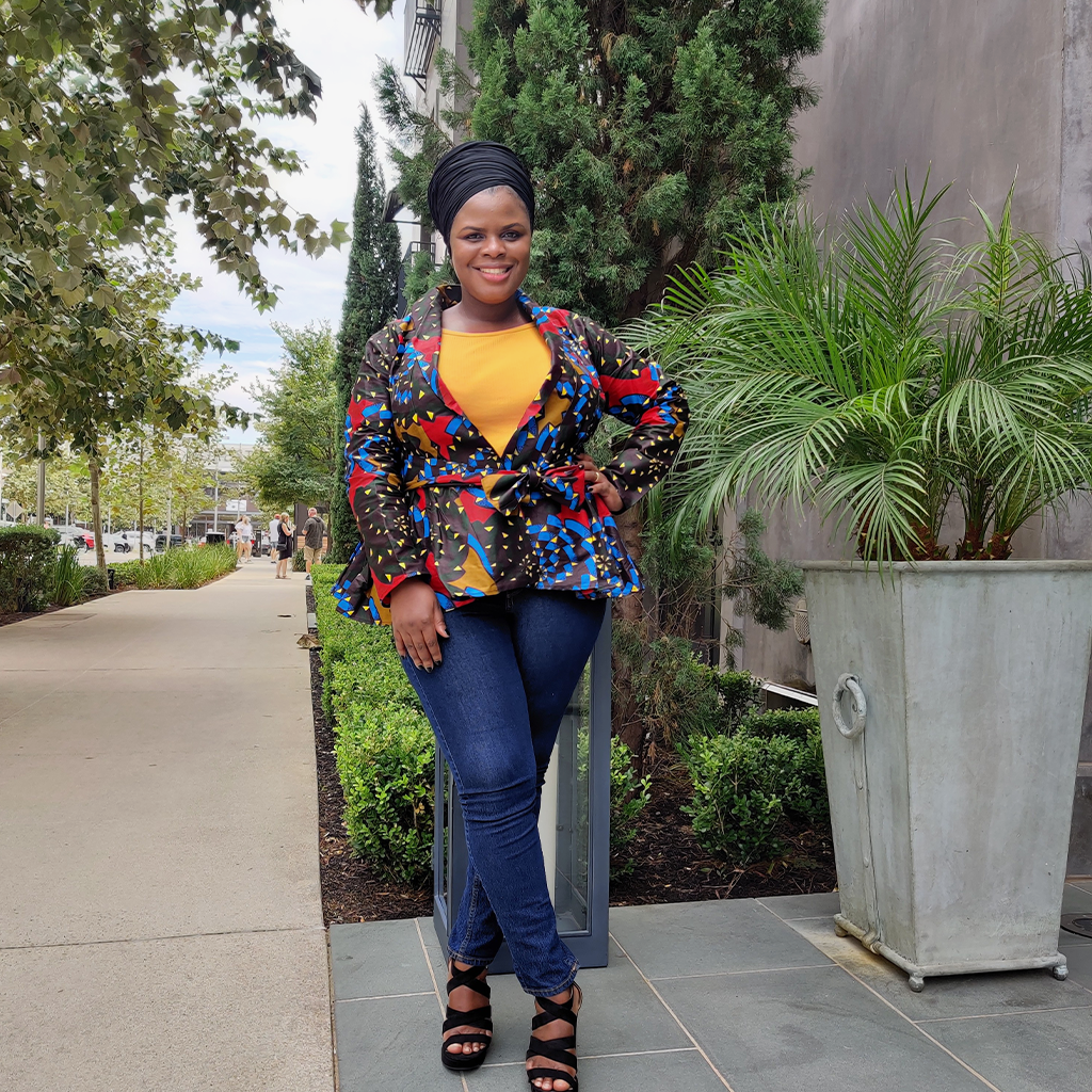 African Print Long Sleeved Peplum Blouse