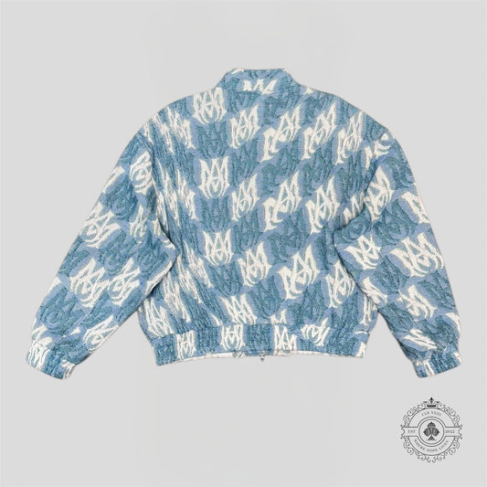 Amiri MA Tapestry Cropped Bomber in Blue