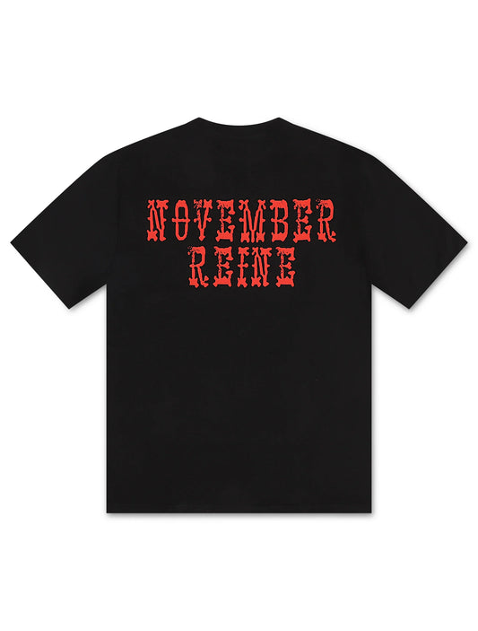 November Reine Black Hearts Heavyweight Tee - Black/Red