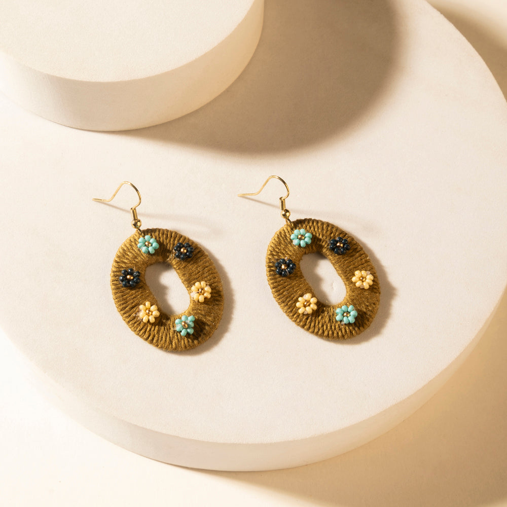 Myra Pasture Posy Oval Earrings in Sand Dune