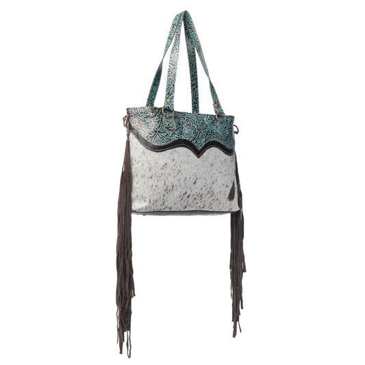 Turquoise Zapata Leather & Hairon Bag.