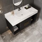 39.4" Bathroom Vanities with Ceramic Sink,Floating Bathroom Vanity,Wall Mounted Storage Cabinet with 2 Drawers and 2 Storage Spaces,Modern Bathroom Sink Cabinet with Metal Handles