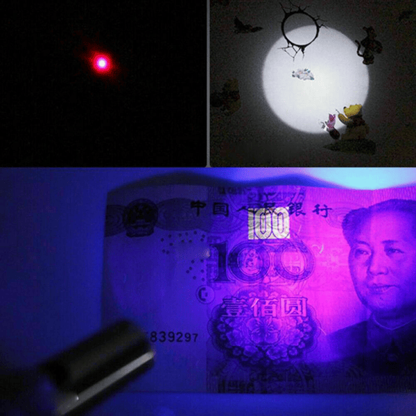 3 in1 1mw USB Rechargeable Pet Toy Pen Flashlight Red laser Beam UV Light 3-Modes Lamp