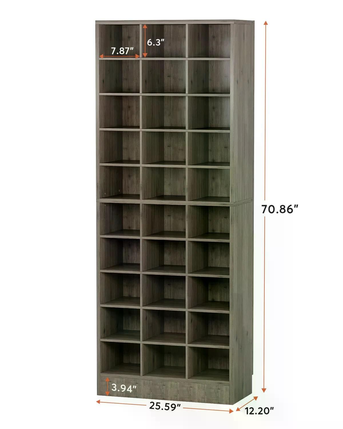 Freestanding Shoe Cabinet, Wooden Shoe Storage Rack with 30 Cubbies