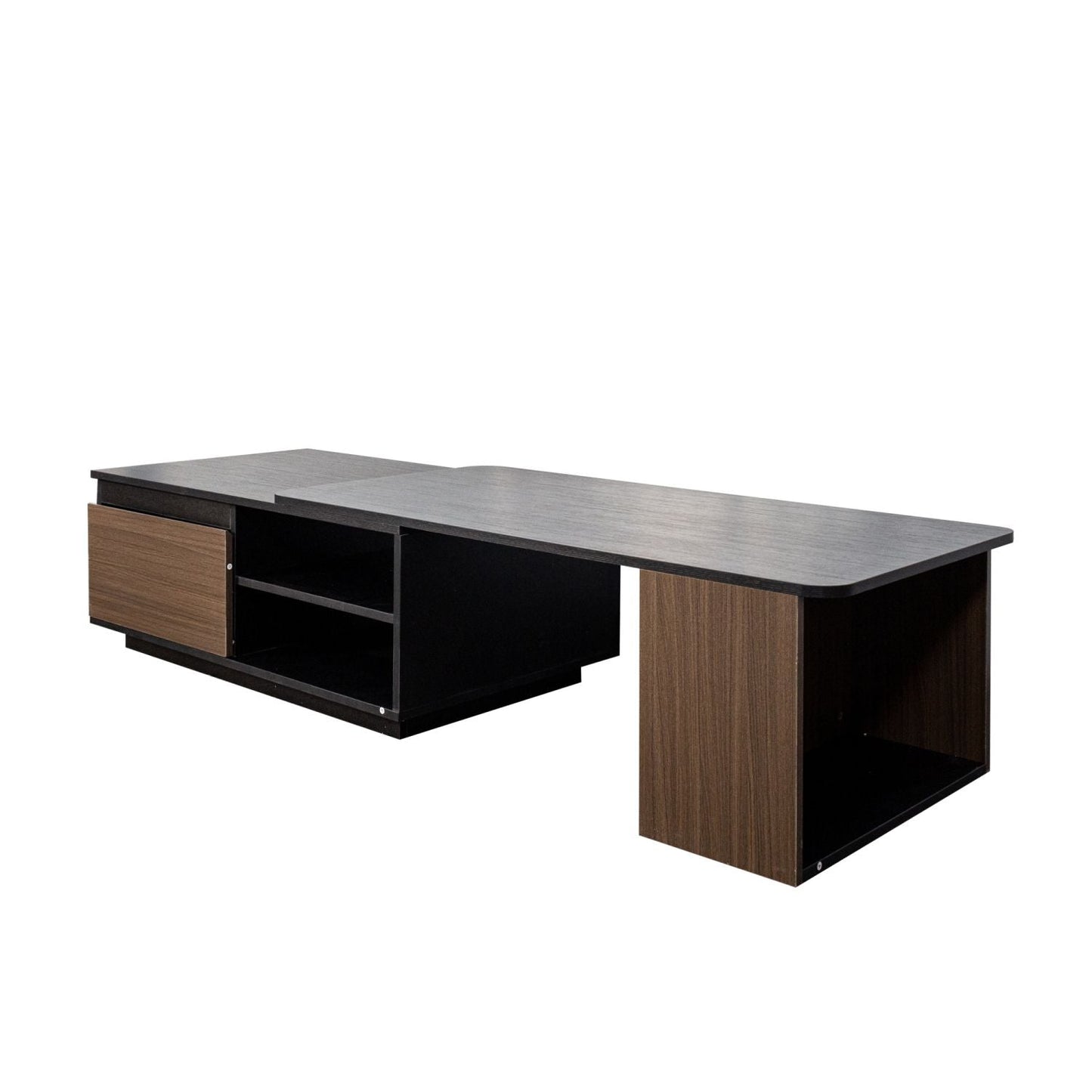 Versatile Extendable Wood Coffee Table with Adjustable Length & Dual Storage Drawers for Modern Living Rooms