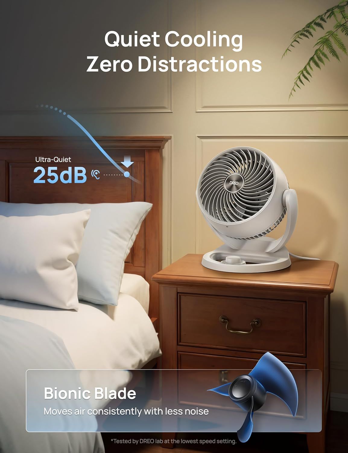 Fan for Bedroom, 12 Inches, 70ft Powerful Airflow, 25db Quiet Table Air Circulator Fans for Whole Room, 120° Adjustable Tilt, 3 Speeds, Desktop Fan for Home, Office, Kitchen