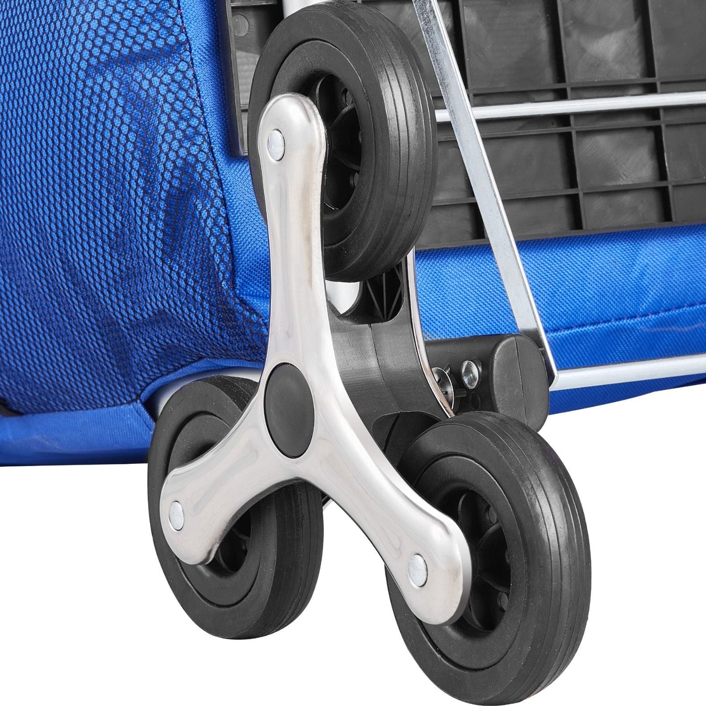 Stair Climber Trolley Dolly, 36L Folding Shopping Cart, Grocery Cart Trolley Laundry Stair Climbing Handcart with 6 Wheels & Oxford Cloth Bag, Foldable Cart for Shopping Grocery Laundry Climbing