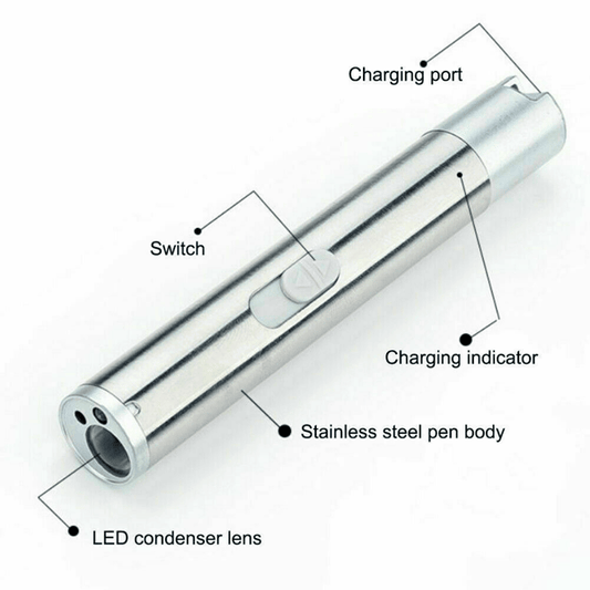 3 in1 1mw USB Rechargeable Pet Toy Pen Flashlight Red laser Beam UV Light 3-Modes Lamp