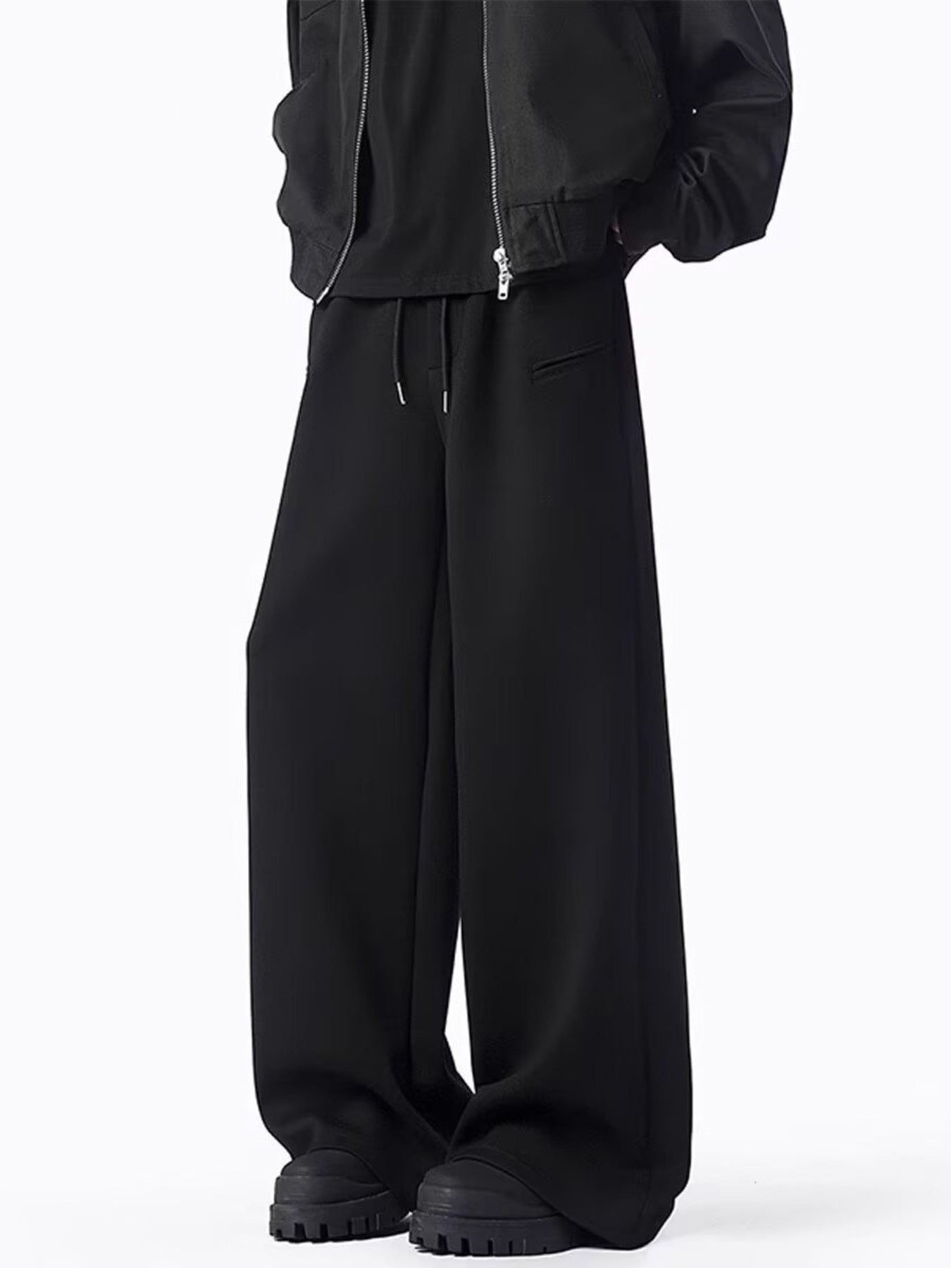 Men's Plus Size Loose Fit Drawstring Wide Leg Pants