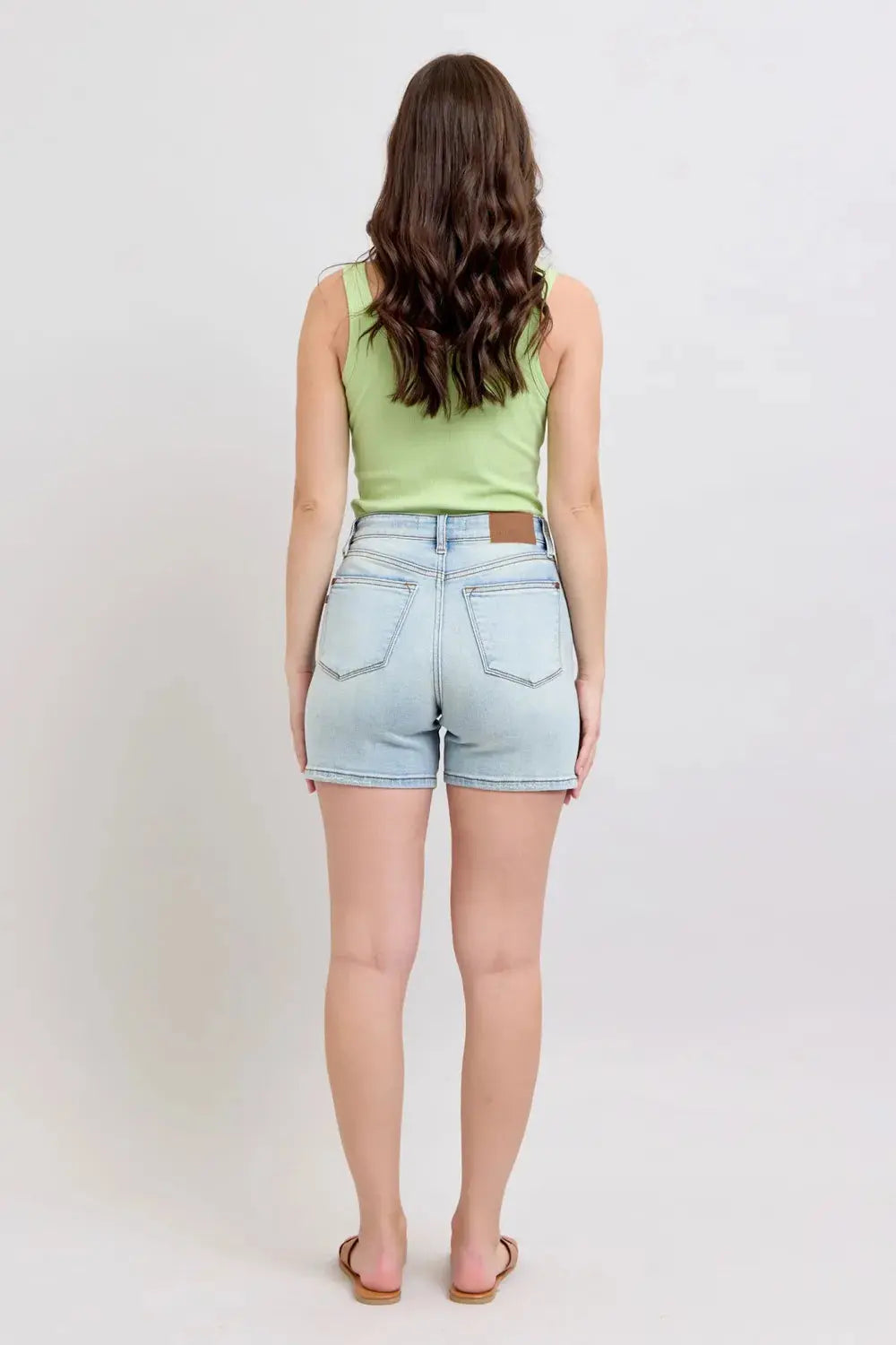 Judy Blue Full Size 2 Button Denim Shorts with Pockets Plus Size