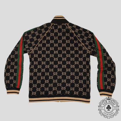 Gucci GG Jacquard Track Jacket in Black/Brown