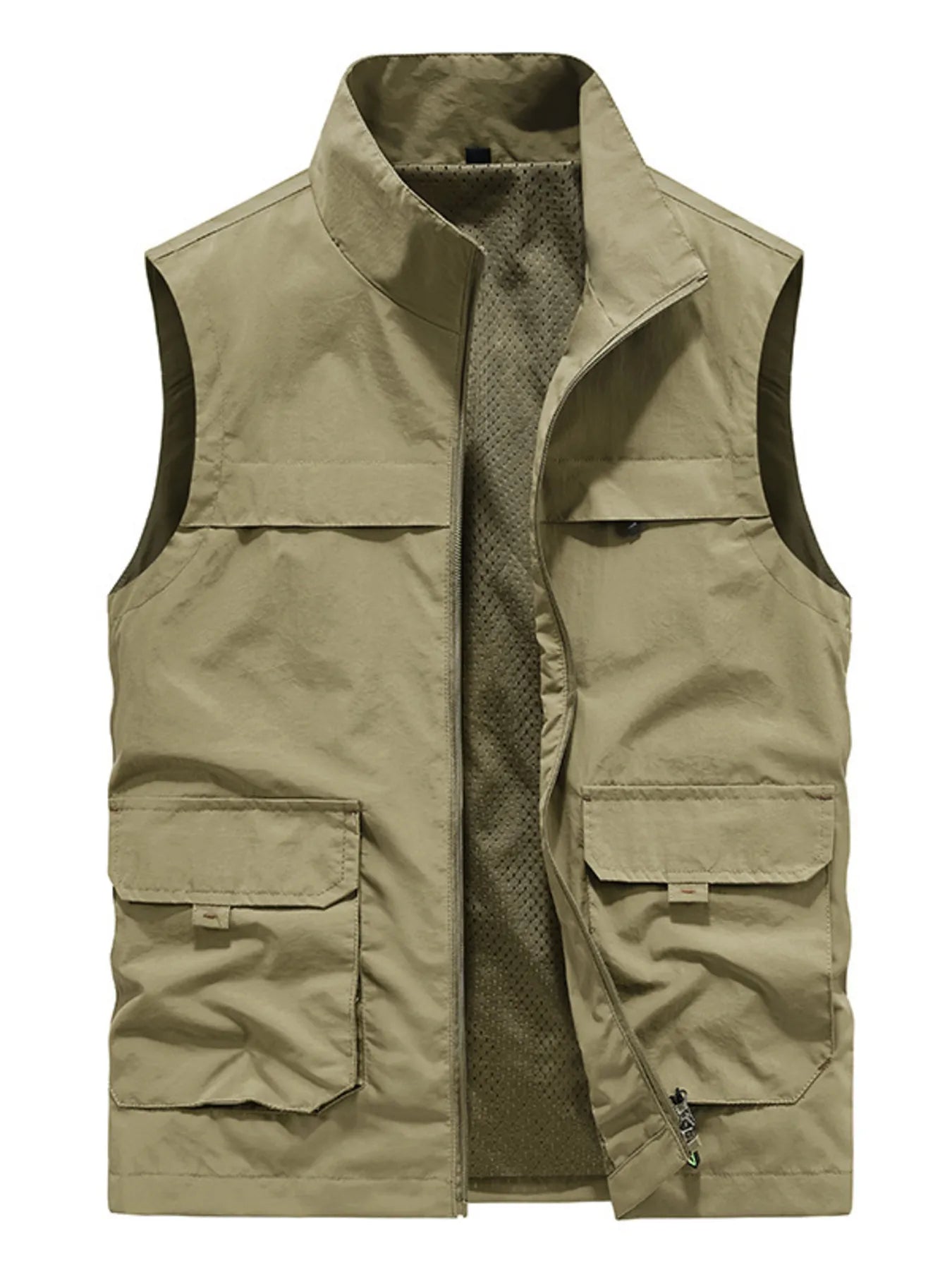 Men's Plus Size Multi-Pocket Zip Up Vest