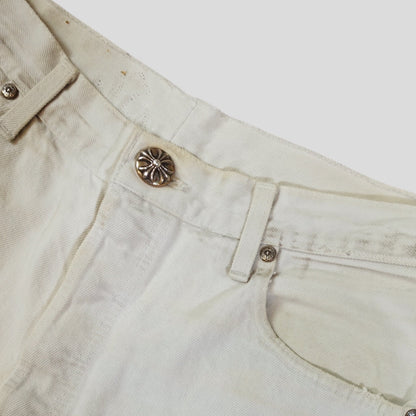 Chrome Hearts Leopard Cross Patch Jeans in White