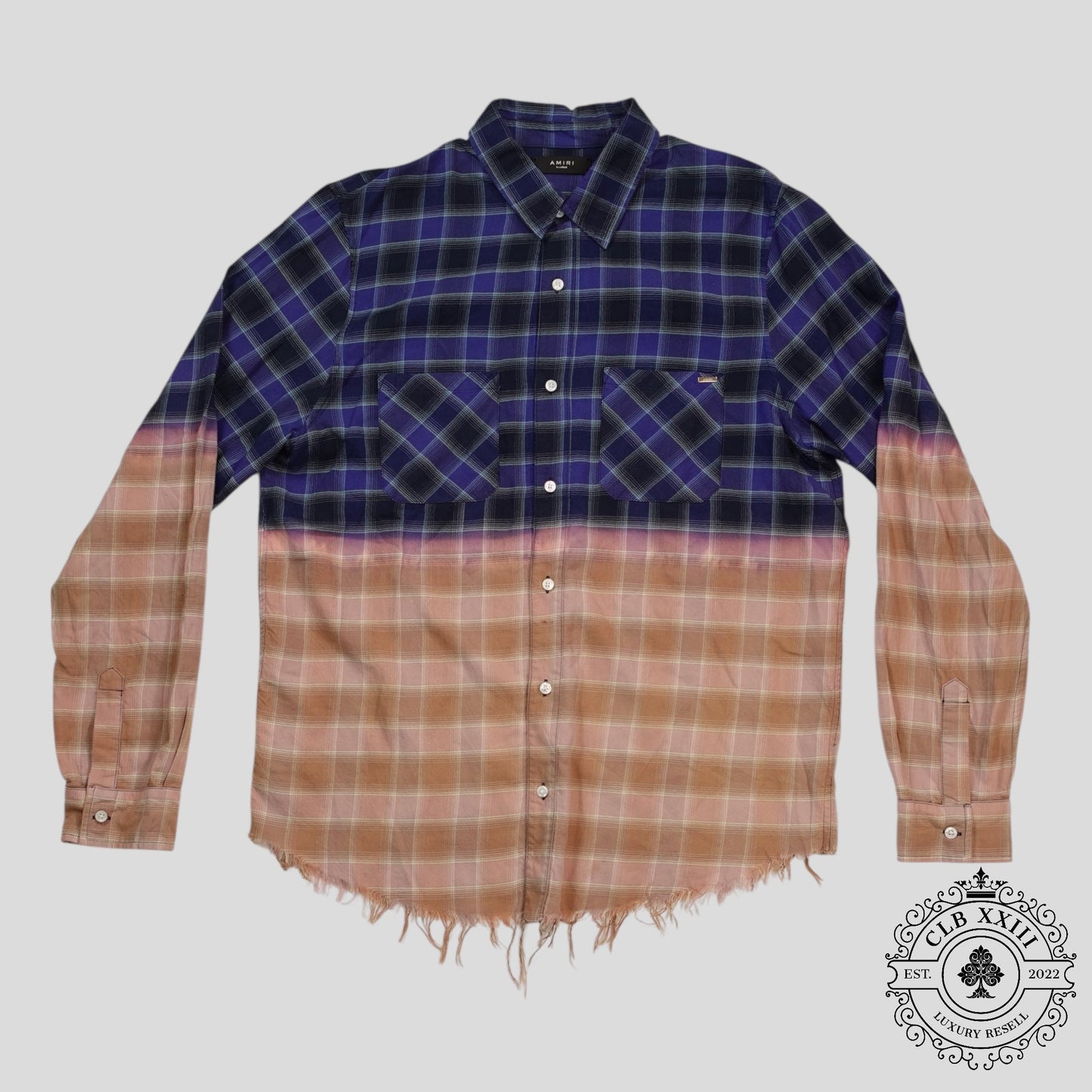 Amiri Bleached Flannel Button Up in Blue