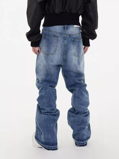 Men's Full Size Distressed Wide Leg Jeans Plus Size