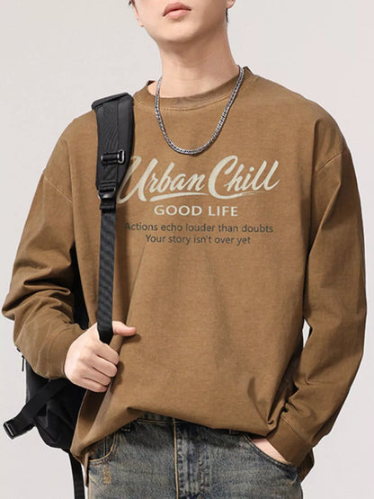 Men's Plus Size Letter Graphic Long Sleeve T-Shirt