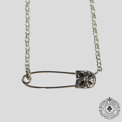 Chrome Hearts Diamond Paper Clip Necklace in Silver