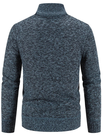 Men's Plus Size Quilted Knit Bomber Jacket with Stand Collar