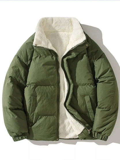 Men's Full Size Zip Up Fleece Puffer Jacket Plus Size