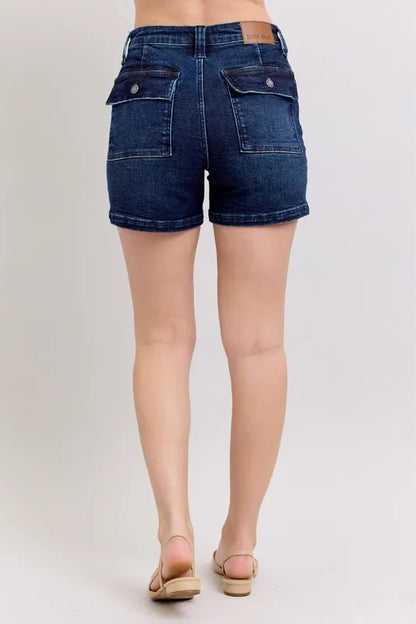 Judy Blue Full Size High Waist Back Flap Pocket Denim Shorts Plus Size