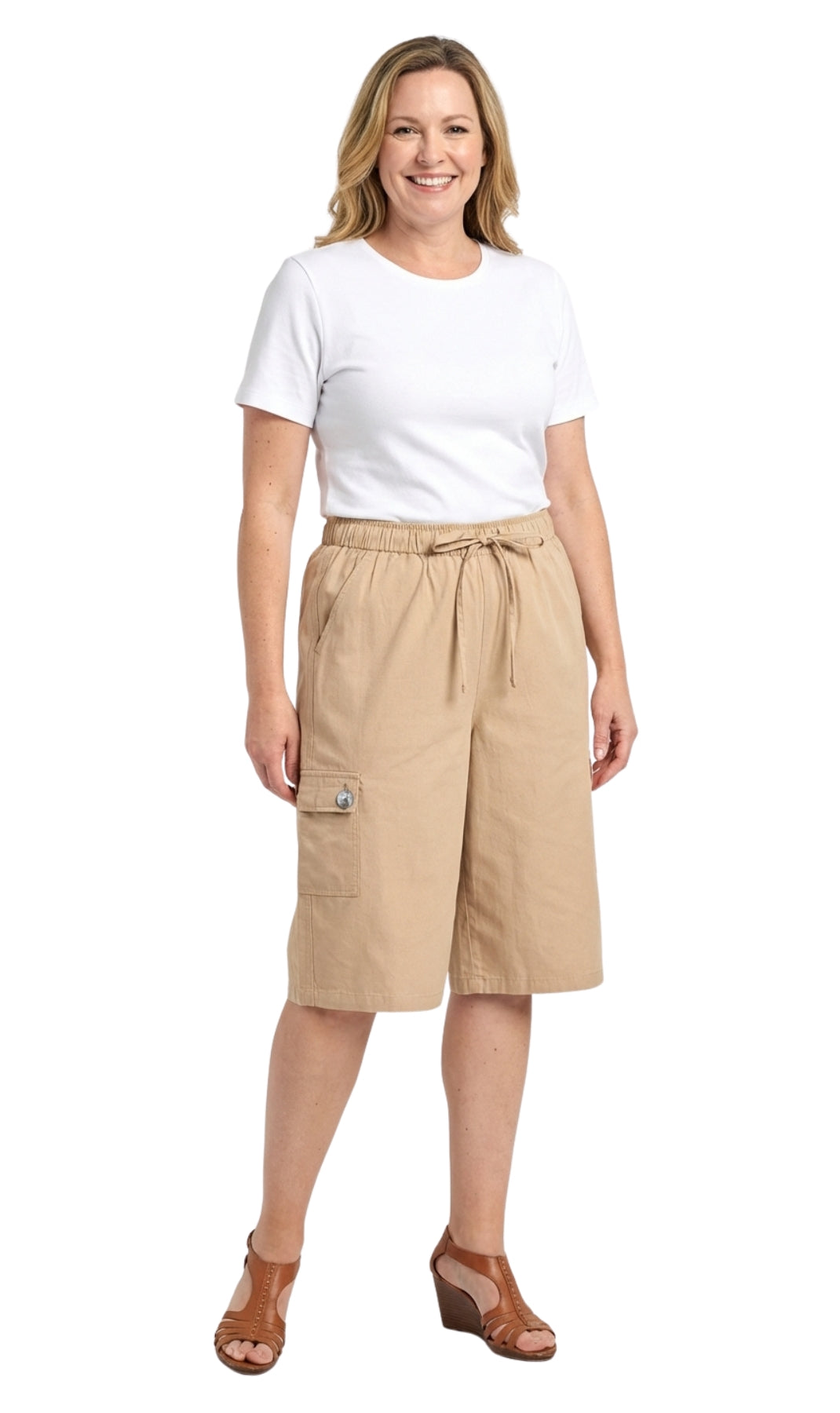 Women's 100% Calcutta Cotton Split Skirt Culottes with Cargo Pockets