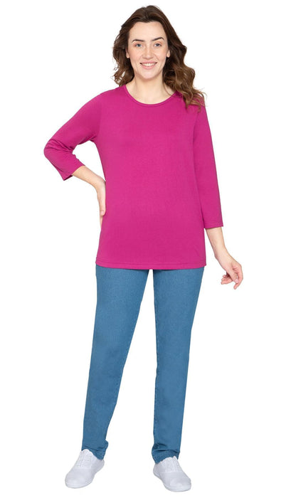 Women's 3/4 Sleeve Crew Neck Top – Comfortable Jer
