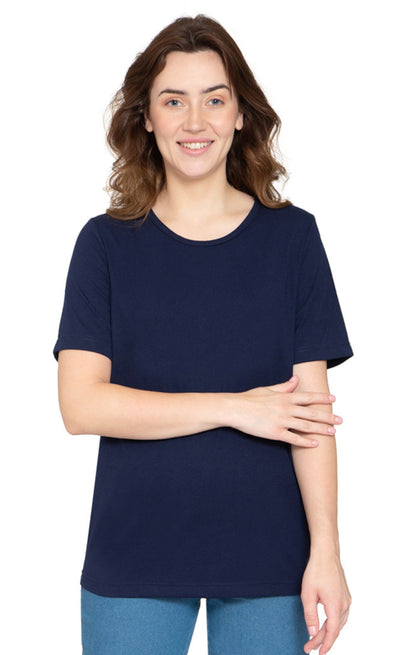 Women's Relaxed Fit Short-Sleeve Crew neck knit Tee Shirt