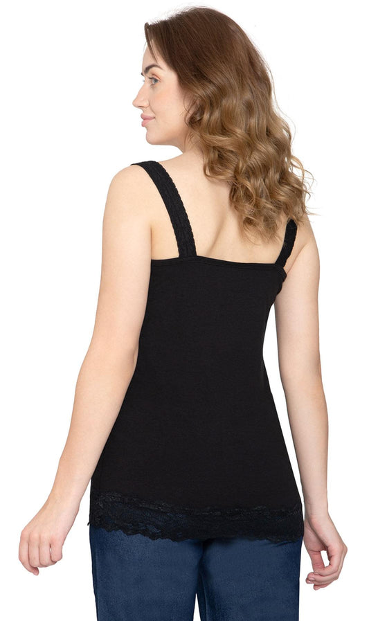 Women's Lacey Trim Cotton Blend Tank Top