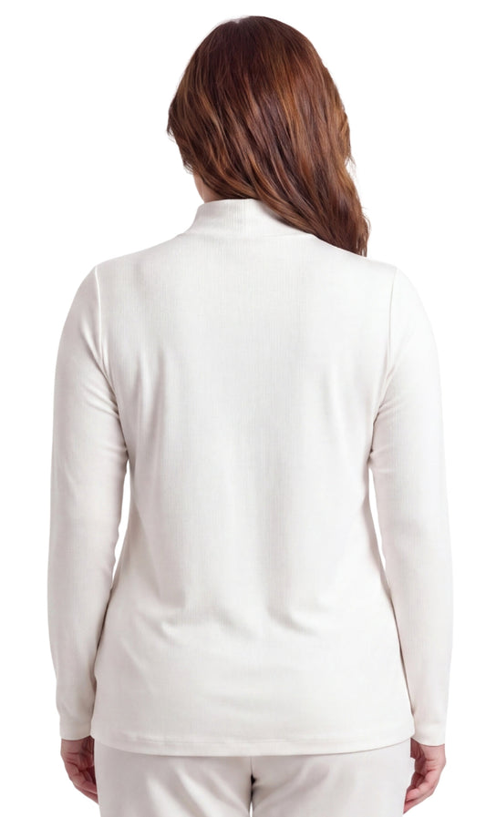 Women's Long Sleeve Cotton Blend Mock Neck Top - An All-Season Essential