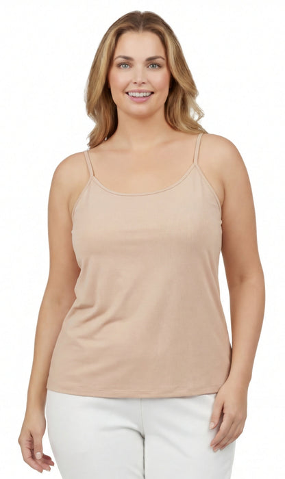 Women's Essential Adjustable Strap Camisole in Soft Cotton Blend Fabric with a built in Shelf Bra