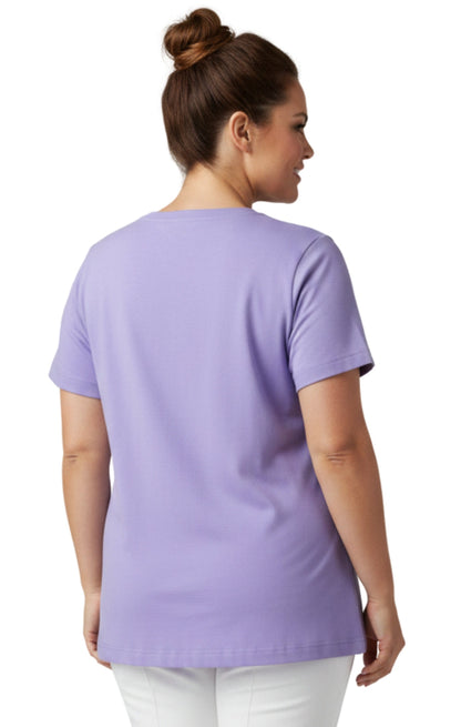 Women's Scalloped Neckline Embellished Tee