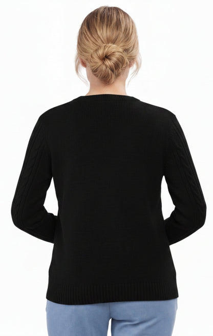 Women's Classic Button Front Cable Knit Cardigan in Soft Acryllic