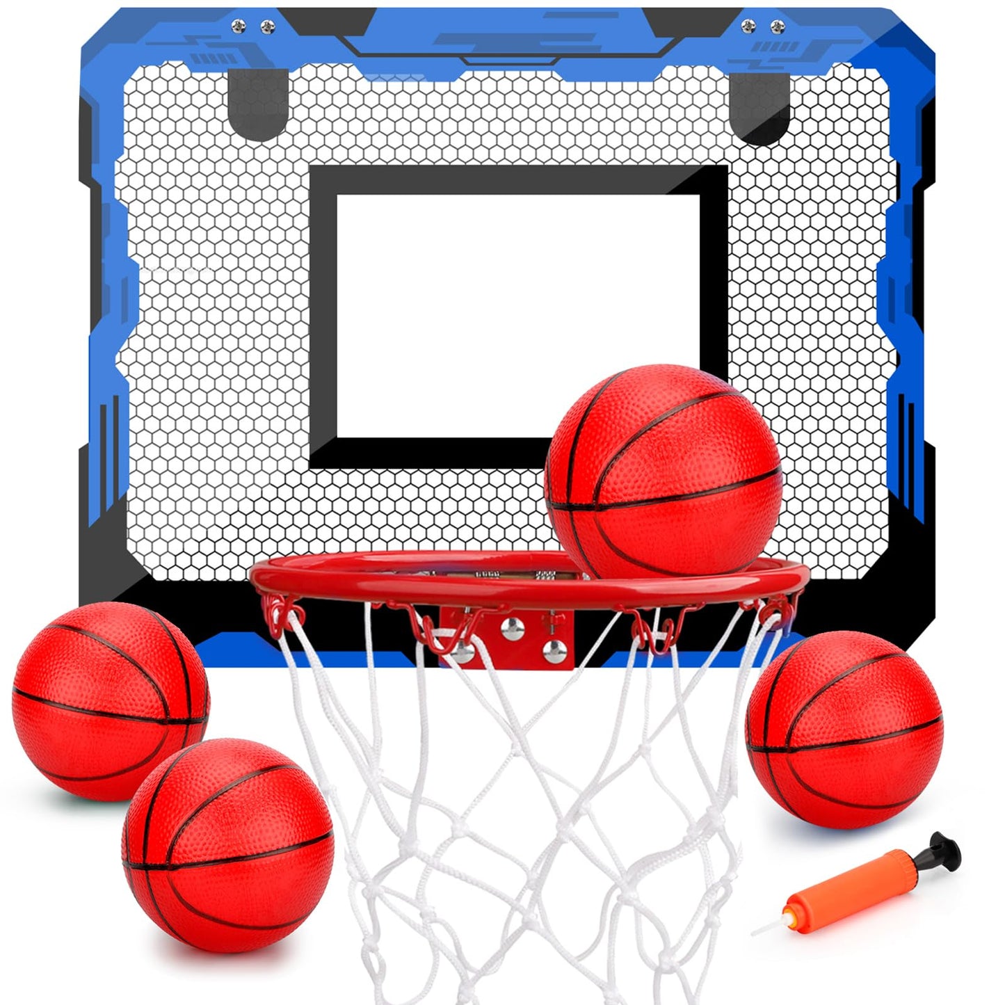 Indoor Mini Basketball Hoop Set Upgrade Wall Mount Basketball Hoop for Wall Yard Outdoor Over Door Room Hoops Game with 4 Balls Shatter Resistant Backboard -Complete Accessories Included