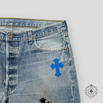 Chrome Hearts Blue Cross Patch Jeans