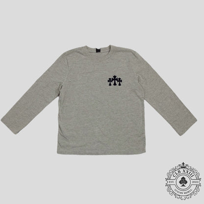 Chrome Hearts Triple Cross Flocked Long Sleeve in Grey