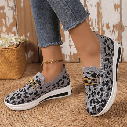 Leopard Mesh Slip-Ons