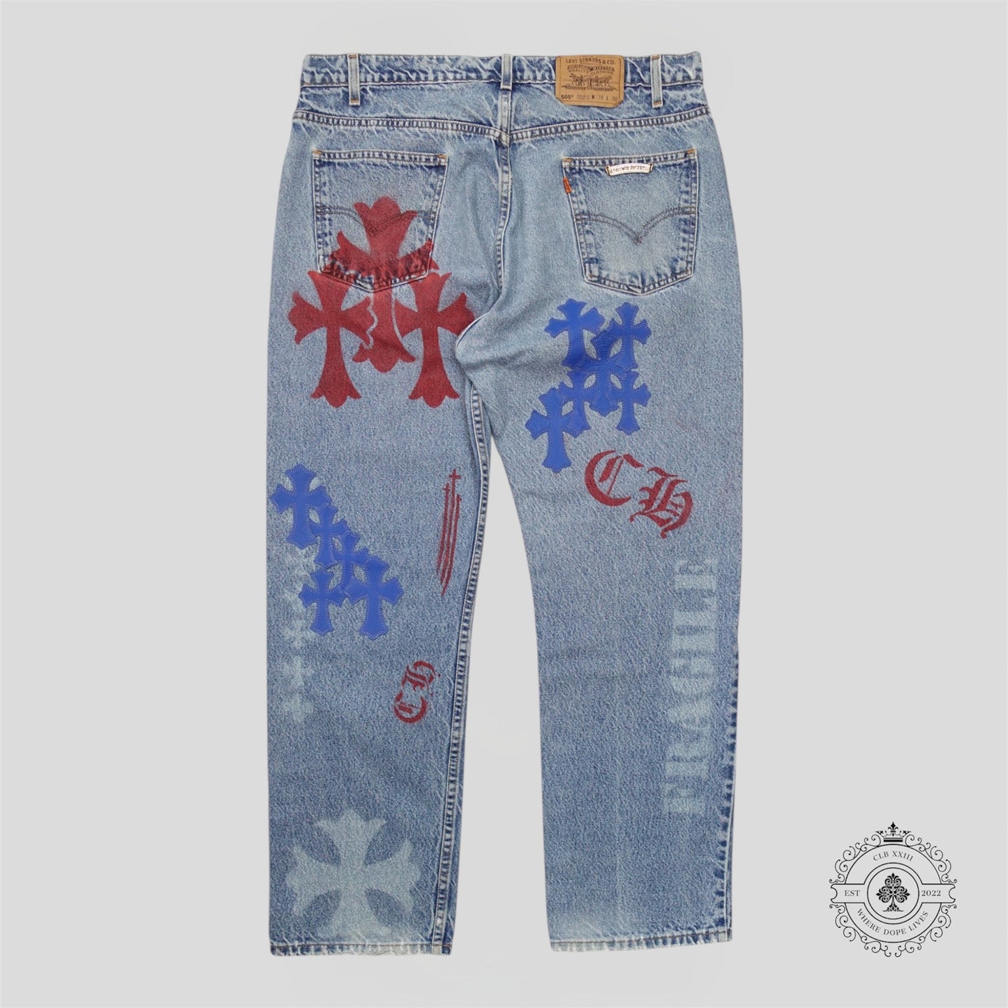 Chrome Hearts Cross Patch Stencil Jeans
