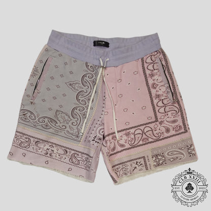 Amiri Bandana Reconstruct Shorts in Pink