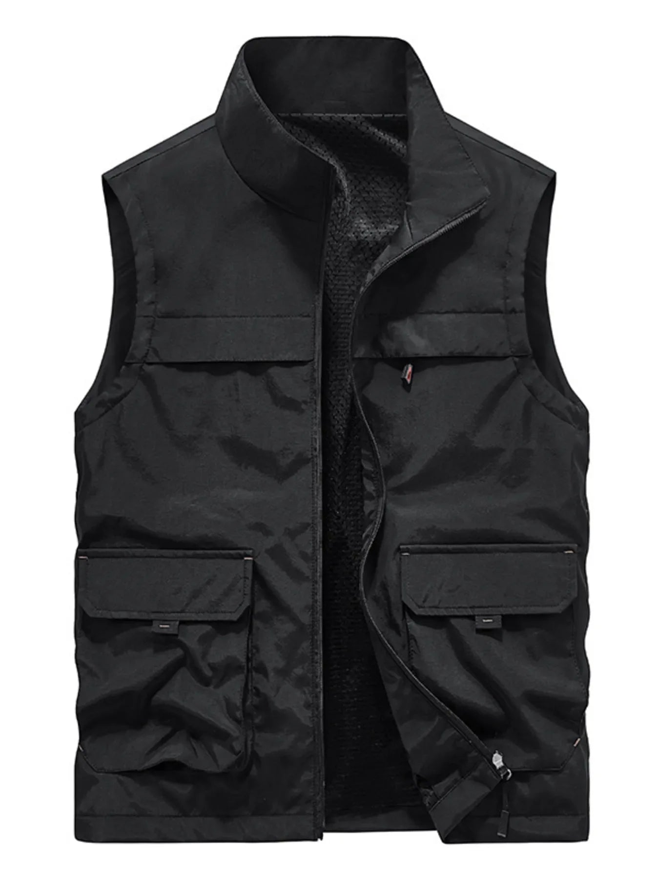 Men's Plus Size Multi-Pocket Zip Up Vest