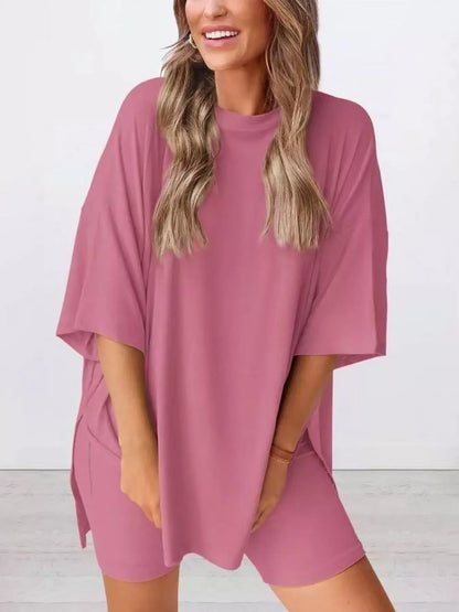 Full Size Half Sleeve T-Shirt and Shorts Set Plus Size