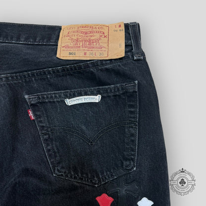 Chrome Hearts Red White Patch Jeans