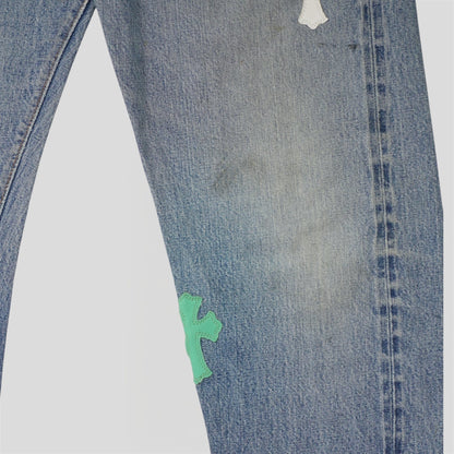 Chrome Hearts Multicolor Cross Patch Jeans