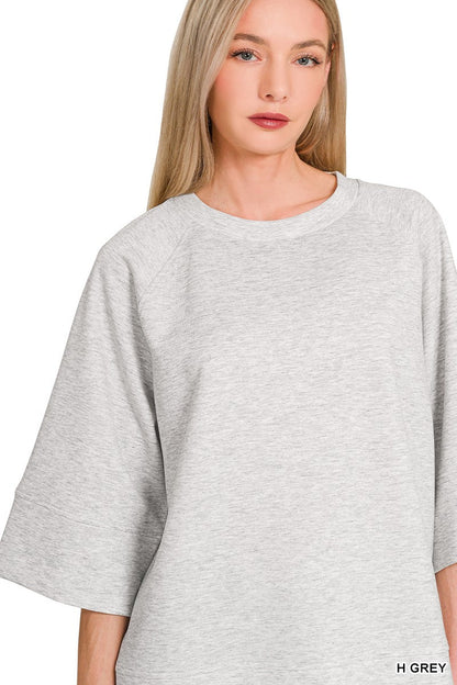 Zenana Scuba 3/4 Sleeve Pullover
