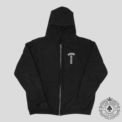 Chrome Hearts T Bar Logo Thermal Zip Up Hoodie in Black