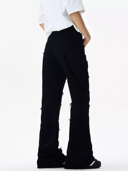 Men's Frayed Hem Flare Jeans