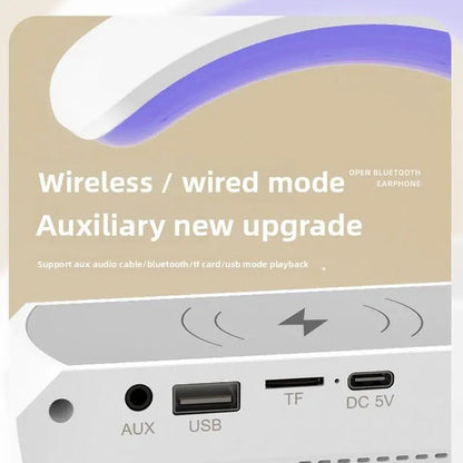 Multifunctional Atmosphere Night Light with Bluetooth Speaker Alarm Clock & Wireless Charger for Bedroom Bedside Speaker Ideal for Students Men
