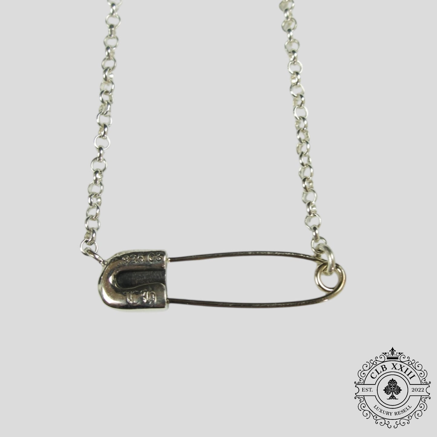 Chrome Hearts Diamond Paper Clip Necklace in Silver