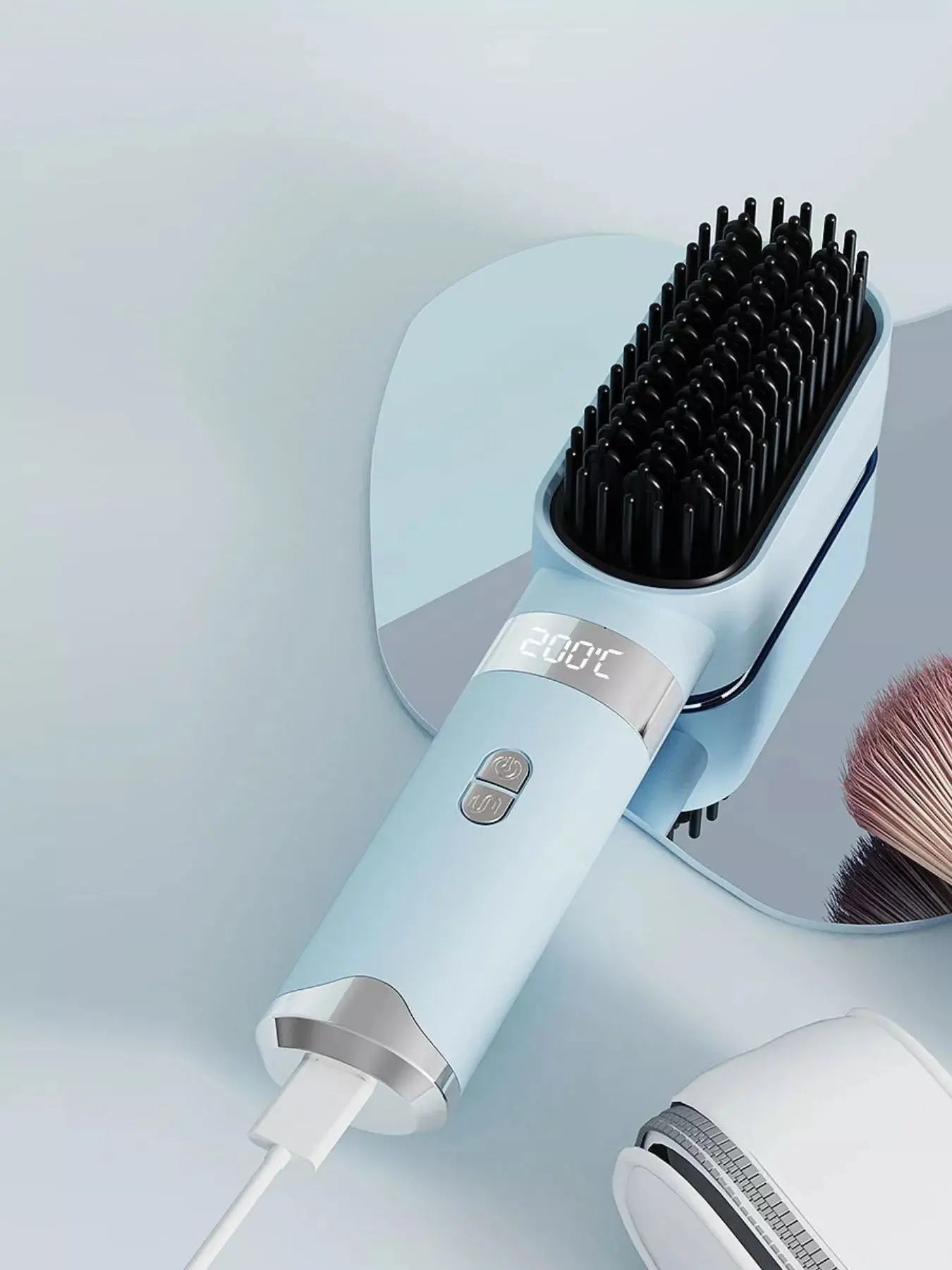 2-in-1 Portable Wireless Ionic Brush Straightener Comb
